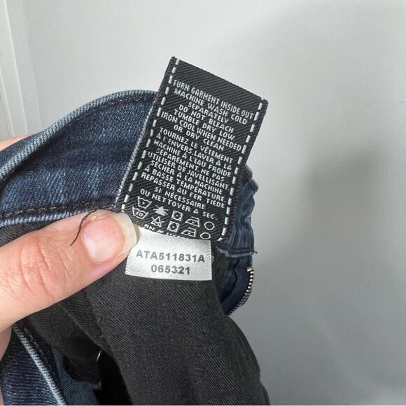 7 For All Mankind Mens Size 33 Slimmy Jeans FLAW Distressed Denim Dark Wash - Picture 12 of 13